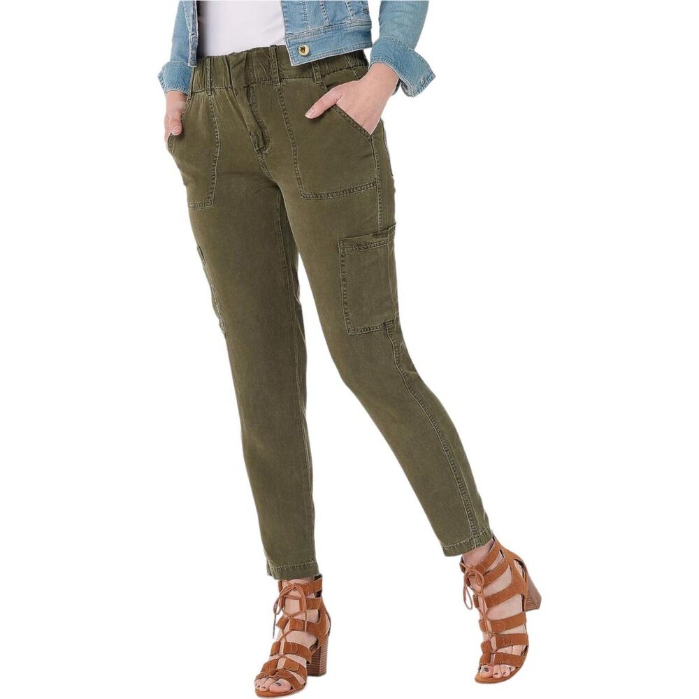 NWT SZ L Laurie Felt Lyocell Cargo Pants in Army Green / Martini Olive